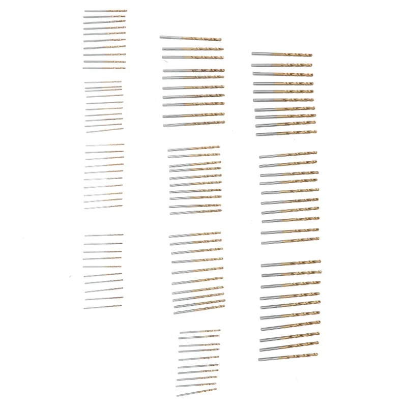 

100 Pcs Twist Drill Bit Set WearResistance Titanium Plated Twist Drill Combination For Wood Metal Steel