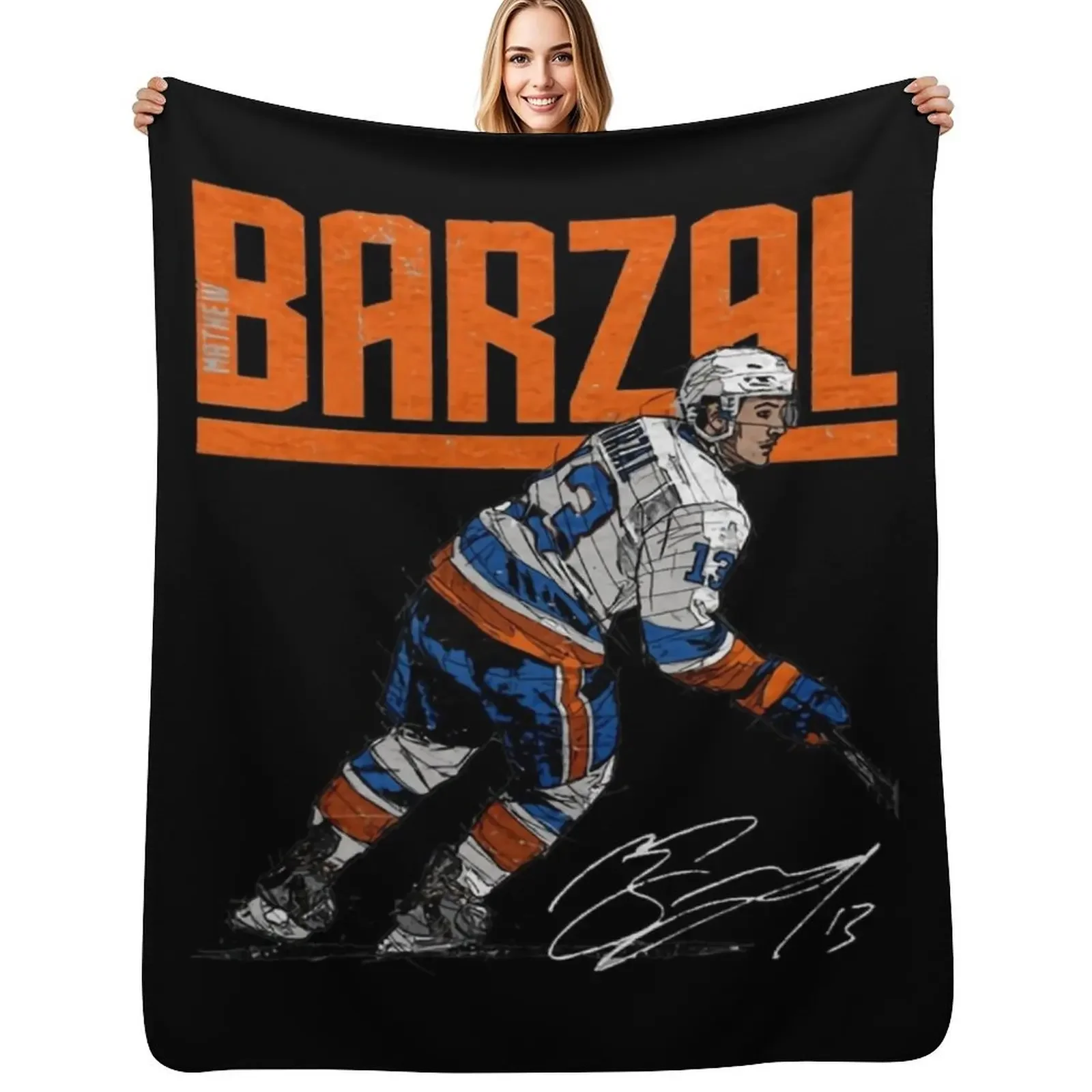 

Mathew Barzal Hyper Throw Blanket Personalized Gift cosplay anime Thermals For Travel Blanket