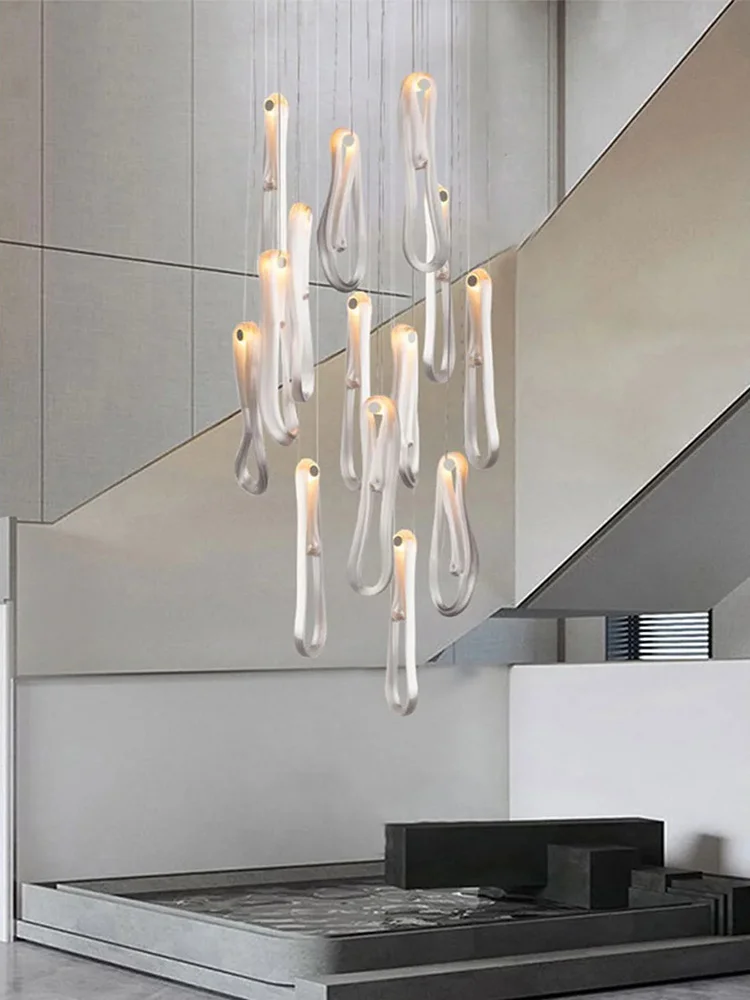 French Modern Textured Understated Luxury White Glass Pendant lights Elegant Home-applicants Suspension Lamps For Living Room