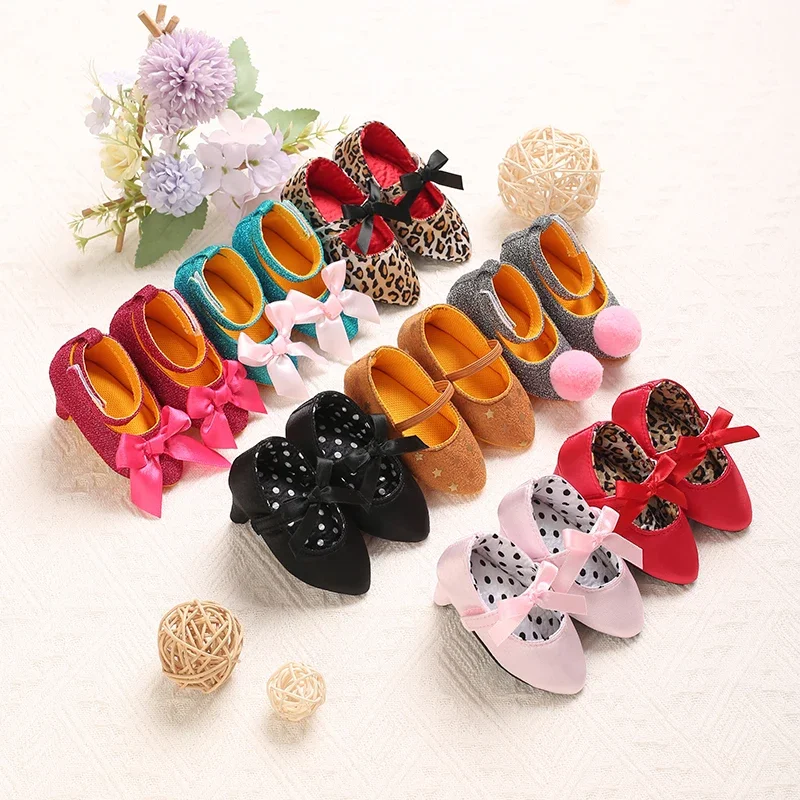 VALEN SINA-10CM/10.5CM New Infant Newborn Baby Girl High Heels Shoes Princess Bow First Birthday Party Shoes Photo Props Shoes