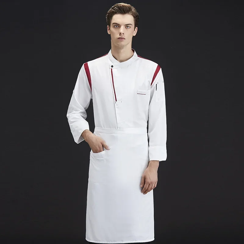 c413-chef's-long-sleeved-clothes-men's-hotel-work-wear-kitchen-work-clothes-back-kitchen-hotel-coffee-shop-chef's-uniform