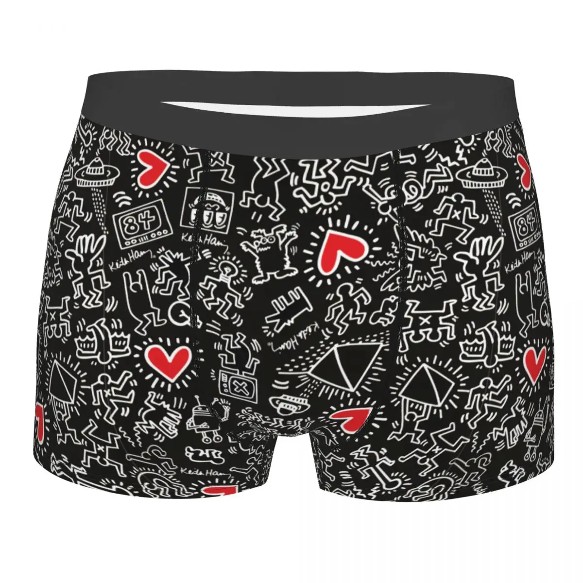 Custom Heart Magnet Black Abstract Haring Dance Boxers Shorts Mens Briefs Underwear Fashion Underpants