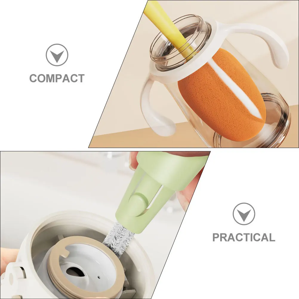 

Mikinona Silicone 3 in 1 Baby Bottle Brush Carrot Design Multifunctional Cup Cleaning Tool for Household Use