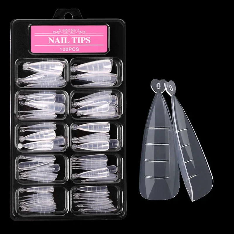 100pcs Pointy Quick Gel Building False Nail Tips Mold Form Acrylic Extension System Fake Nails Art UV Gel Manicure Tools