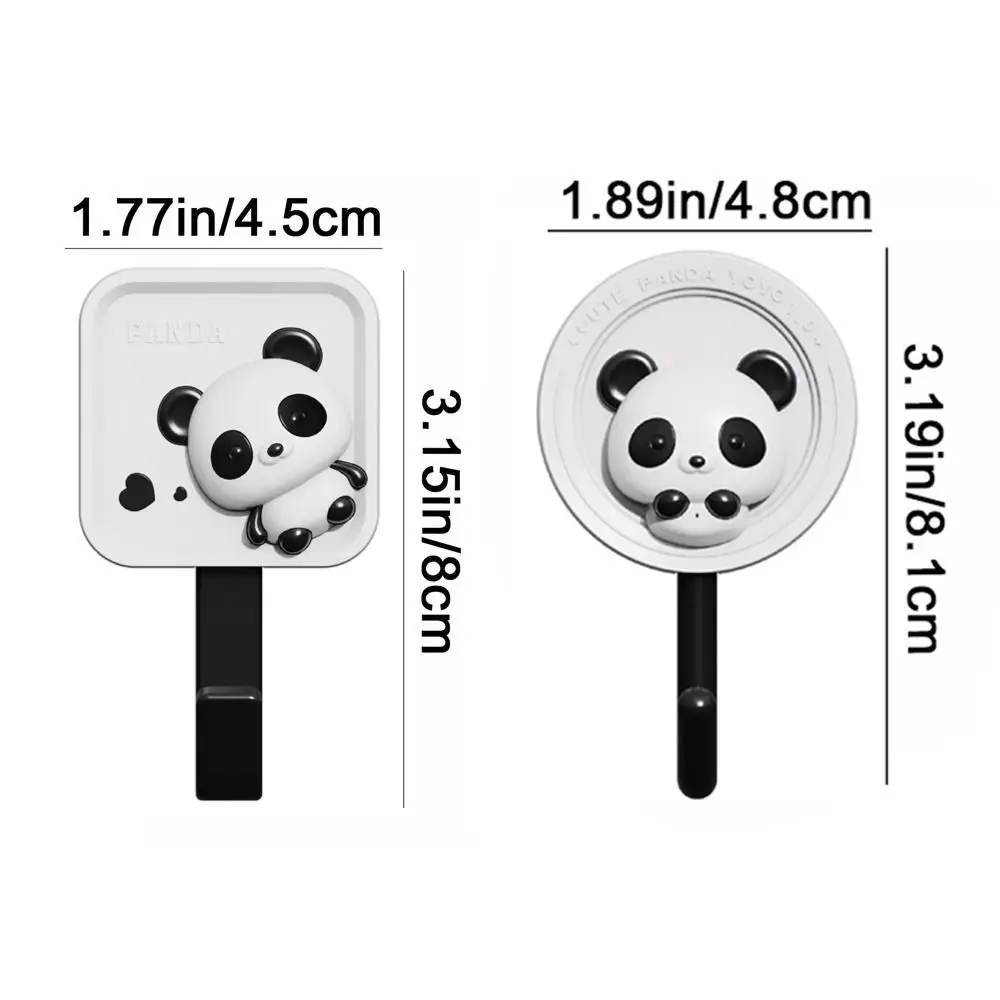 Ganchos de Panda cuadrados de plástico multifuncionales para el hogar, ganchos adhesivos de Panda para montar en la pared, lindos ganchos de pared para el hogar, 2/3 piezas