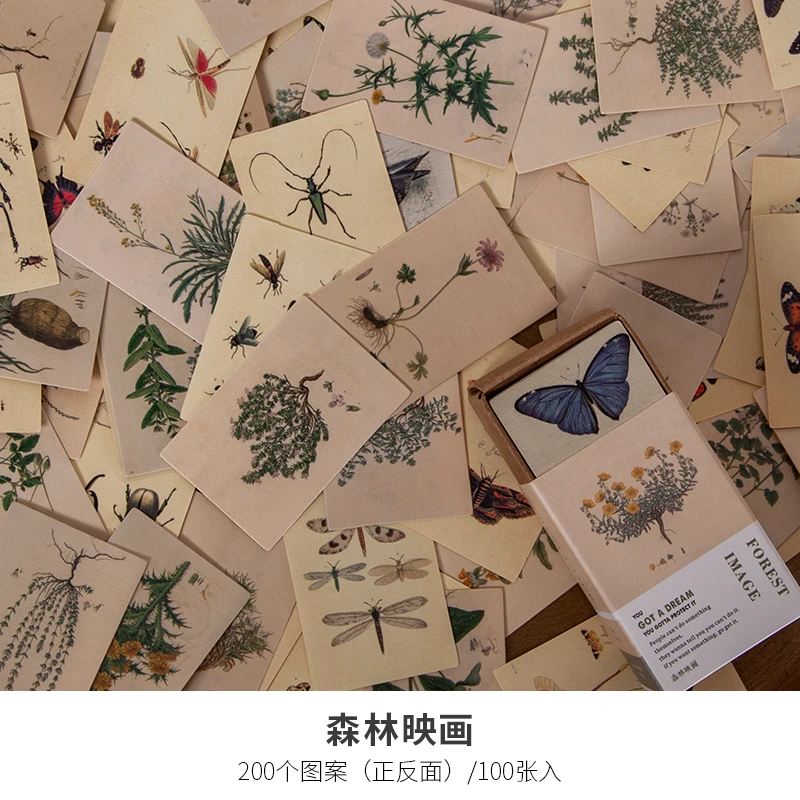 100 vellen retro mini-memokaartjes, geschikt voor magazijn-collages, boodschappen, als decoratiemateriaal voor albums en als sticker.