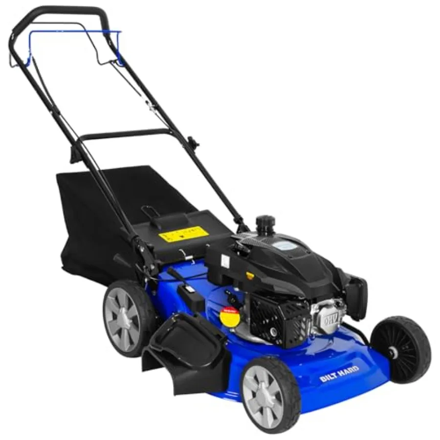 

21 Inch Self Propelled Gas Lawn Mower 201cc 4-Cycle OHV Engine 3-in-1 Functions Bagging Mulching and Side Discharge with 8-Posi