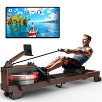 Fysiq V-W3 Folding Wooden Rowing Machine, Bluetooth, Foldable, for Users 1.2–2m, Max 175kg