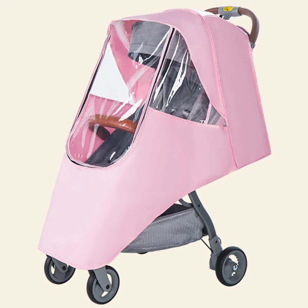 

Universal Pink Baby Stroller Rain Cover Durable Waterproof Windproof Cover for Spittle-Proof Stroller