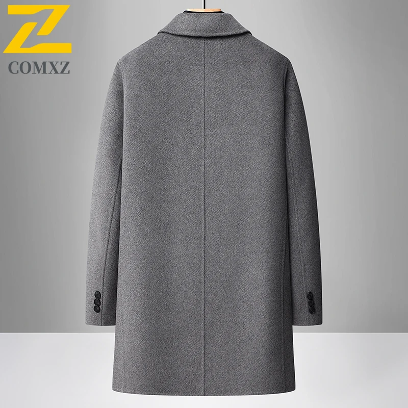 COMXZ Men Down Jacket Classic Suit Collar Outdoor Work Windproof Puffer Coat Casual Business Lightweight Winter Long Wool Coats