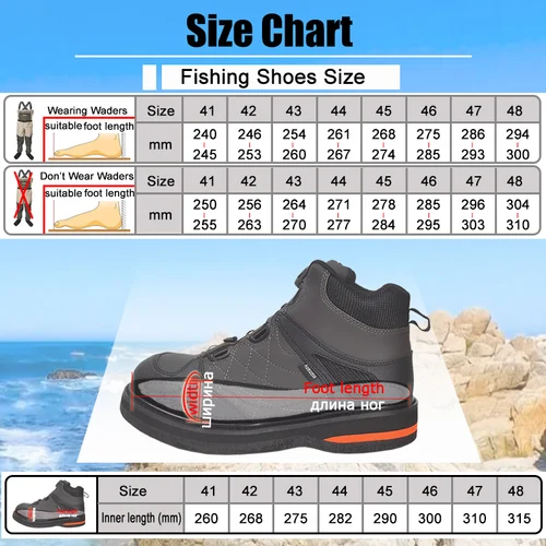 Imagen 2 del producto Zapatos de pesca con mosca, zapatos de pescador, suela de fieltro con o sin clavos, botas de pesca, equipo de pesca de caza con bloqueo automático