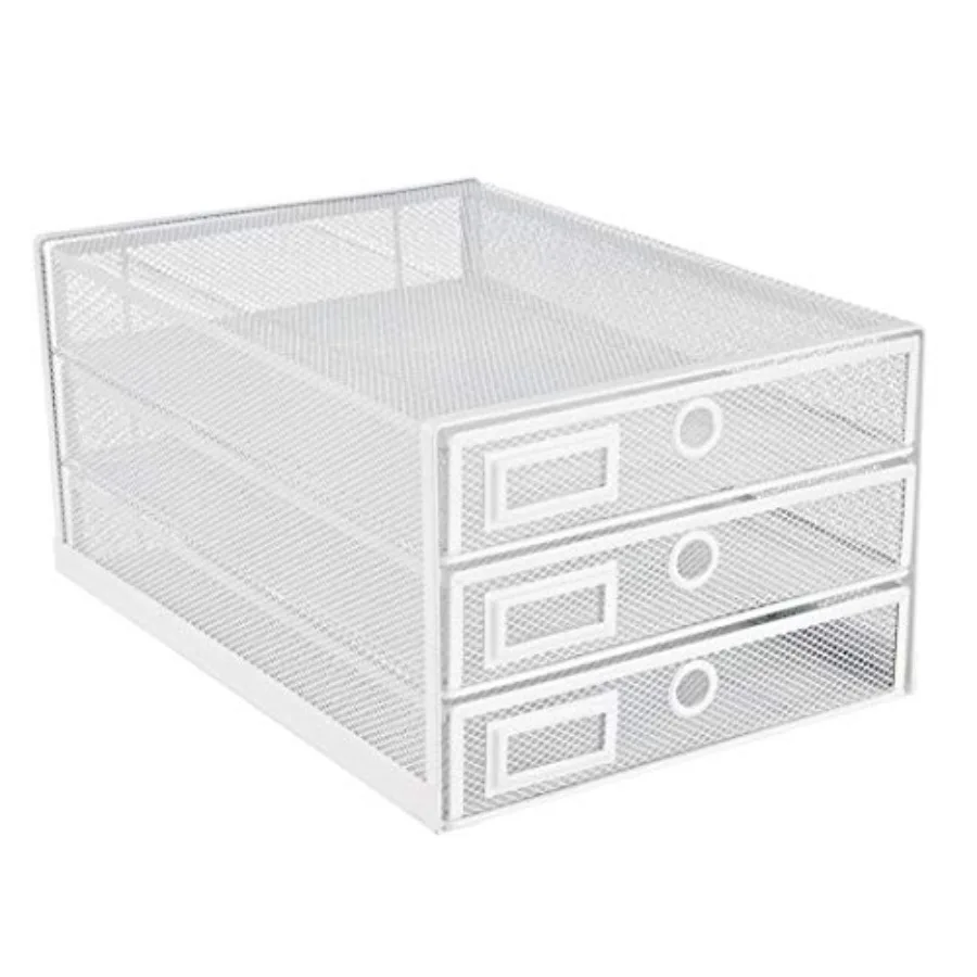 

Настольный органайзер из проволочной сетки с 3 выдвижными ящиками, сортировщик для бумаг/многофункциональный/прочная конструкция премиум-класса для писем и документов, размер M
