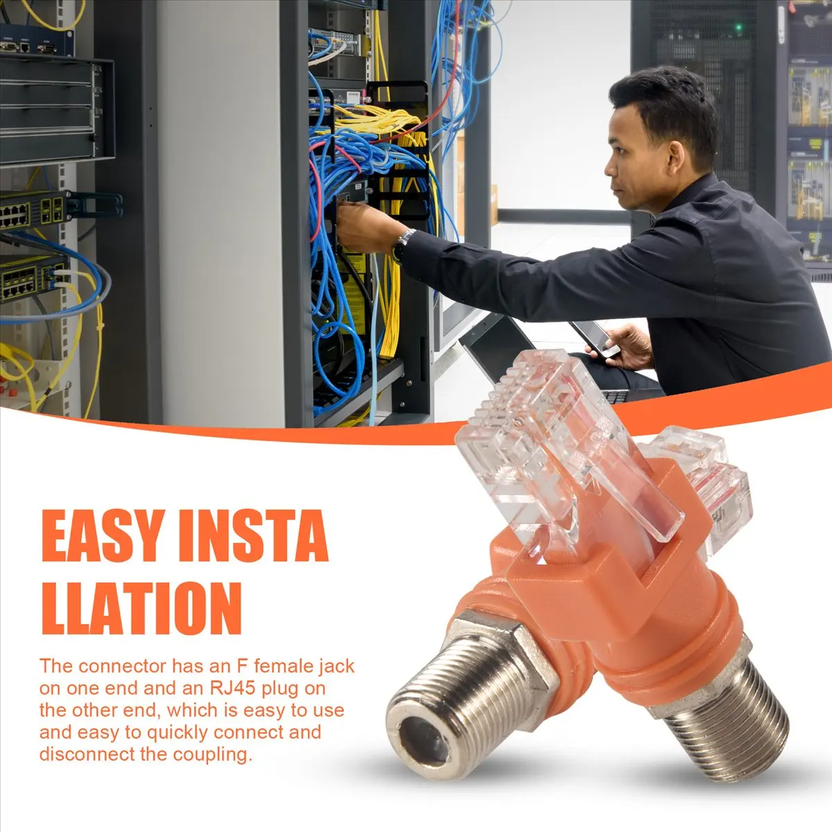 

Адаптер Dec-коаксиальный к Ethernet, 4-комплект коаксиального преобразователя F «мама» на RJ45 «папа» для тестера линий