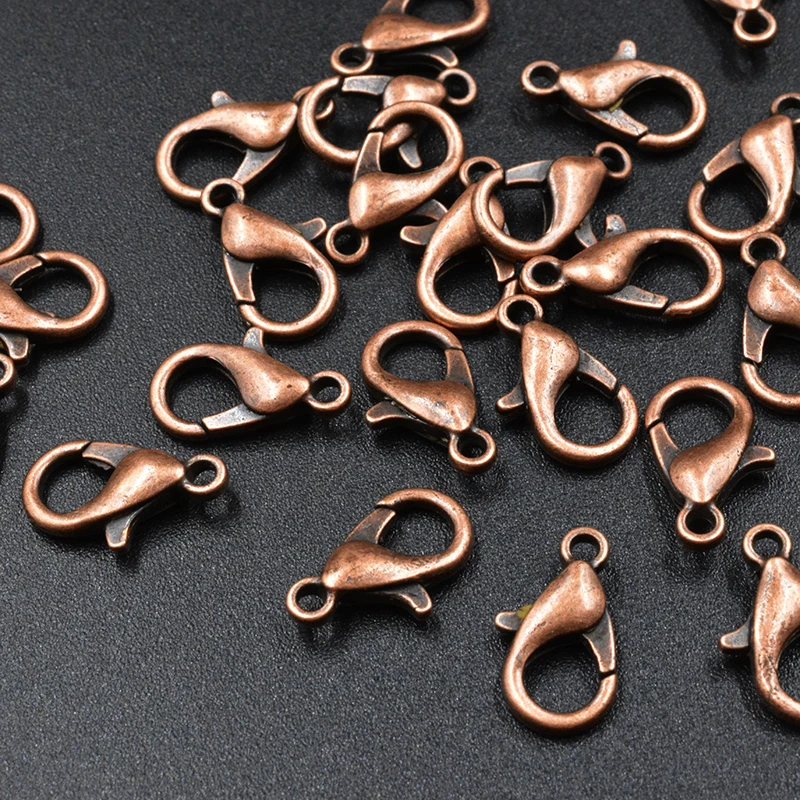 Ganchos de cierre de langosta para collar, conectores de extremo de aleación de Metal para fabricación de joyas, 50 piezas, 12x6mm, 10x5mm, 14x7mm,