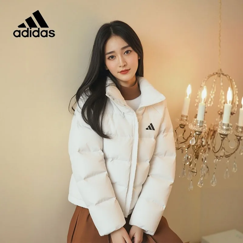 Adidas Women's White Short Down Jacket Sports Casual Jacket Warm Bread Jacket KH3977