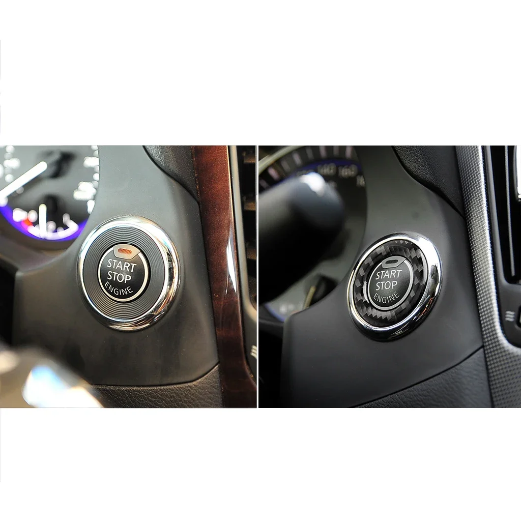 Car Interior Engine Start Stop Button Panel Ring Cover Trim for Infiniti Q50 Q60 Carbon Fiber Stickers Decal Auto Accessories view 3