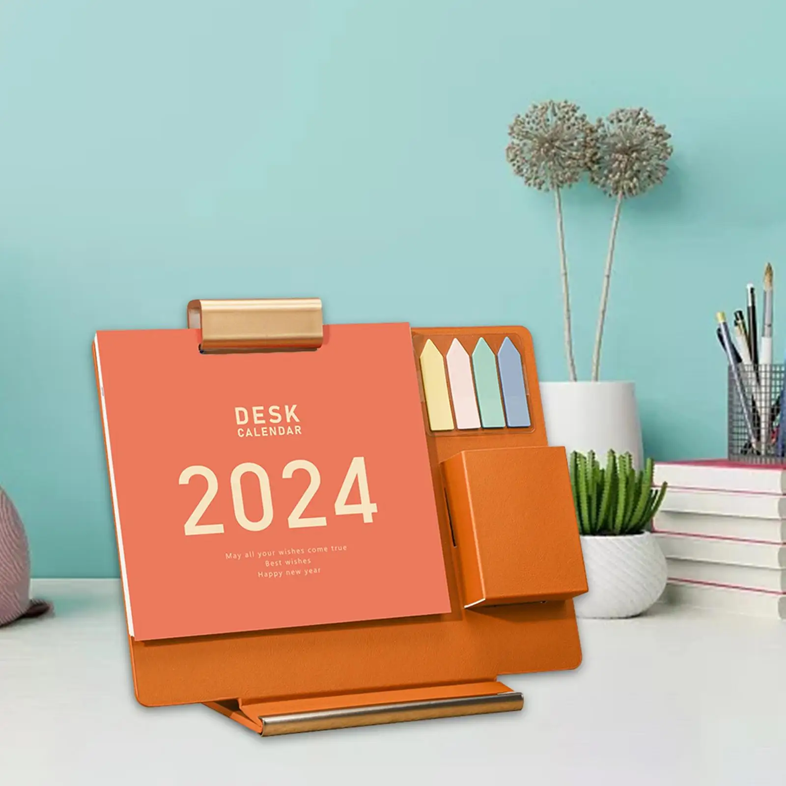 Calendario de escritorio multifuncional con Base 2024, adornos para dormitorio, vacaciones, oficina, negocios, planificador de 12 meses, enero de 2024 a diciembre de 2024