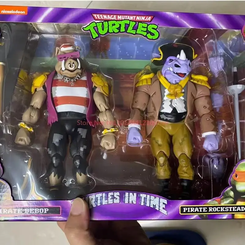 Original In Stock NECA Teenage Mutant Turtles in Time Pirate Rocksteady & Bebop Monsters Bride Action Figure Model Toys Gifts