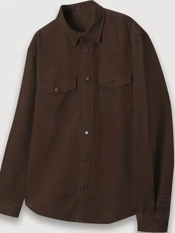 Maden Workwear American Retro Pure Cotton Shirt Motorcycle Jacket Turn-down Collar Silhouette Hunting Coat Men's Autumn Fashion