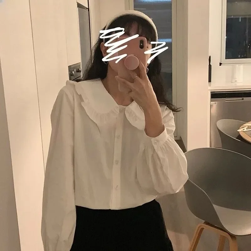 

Рубашки женские, новая осенняя мода, горячая распродажа, милые девичьи простые, универсальные, для милых девочек, свободные, повседневные, в консервативном стиле, Blusas Mujer