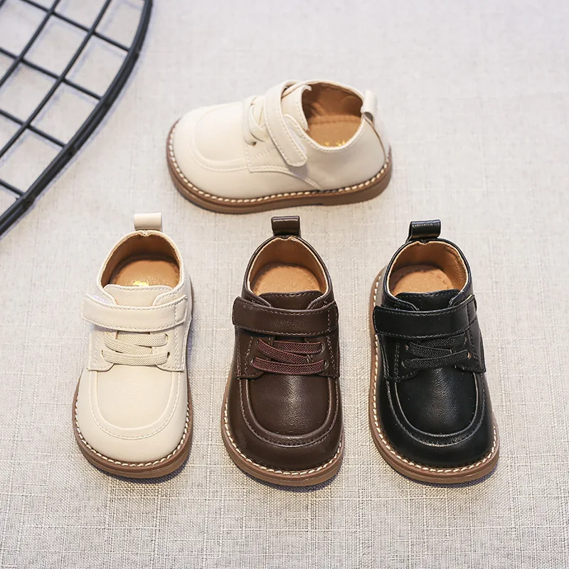 Baby Walking Shoes 2024 Autumn New Suitable for 1-3 Years Old Baby Shoes Boys and Girls Soft Bottom Leather Shoes Solid Colour