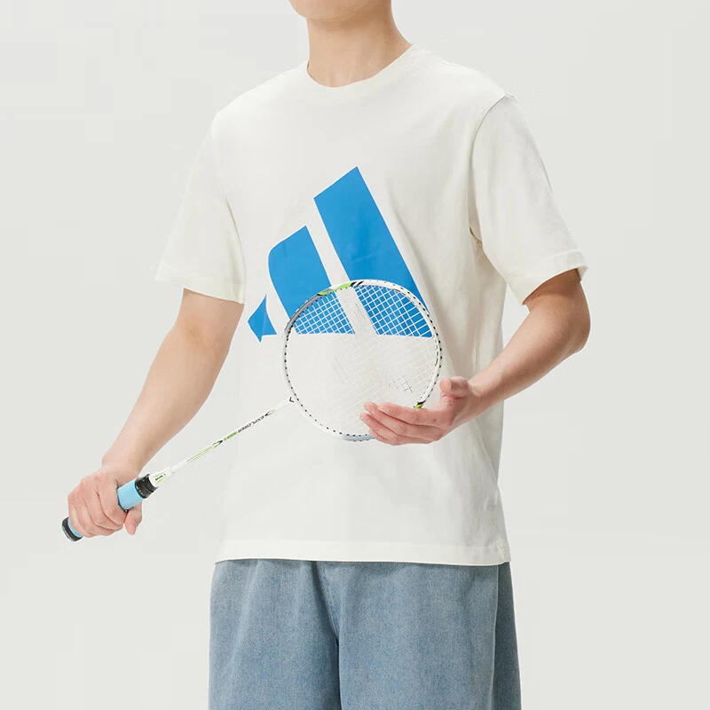 Adidas genuine round neck short sleeved T-shirt, new men's white blue short sleeved T-shirt KC0920