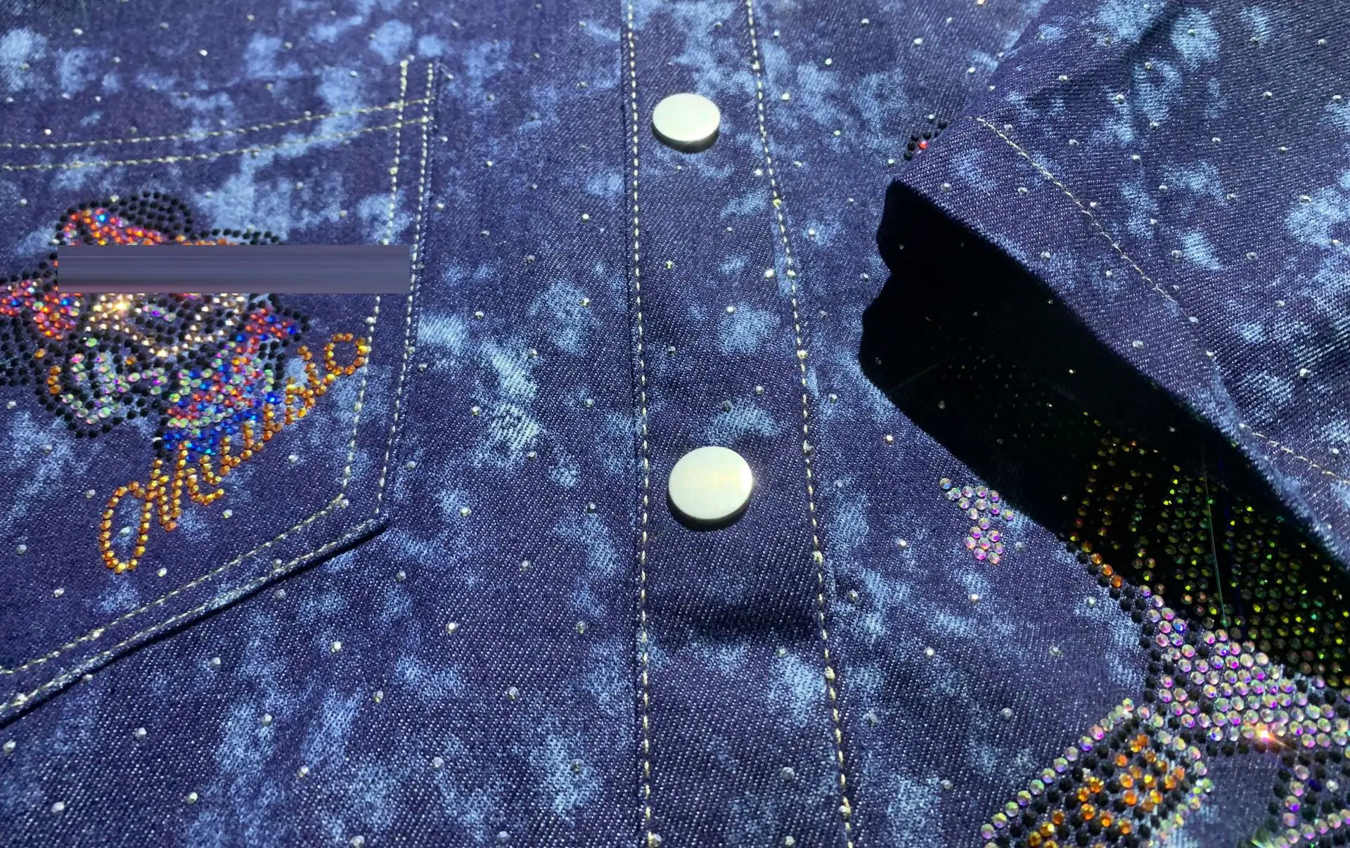 Fashion Oversized 2 Piece Sets Womens Outfits Anime Diamonds Denim Short Set Summer Casual Cardigan Short Sleeve Cowboy Suit