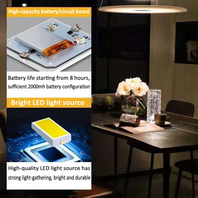 Imagem -06 - Led Usb Rose Diamond Desk Lamps Crystal Table Lamp Interruptor de Toque Bluetooth Speaker Quarto Luzes Noturnas de Cabeceira Decoração