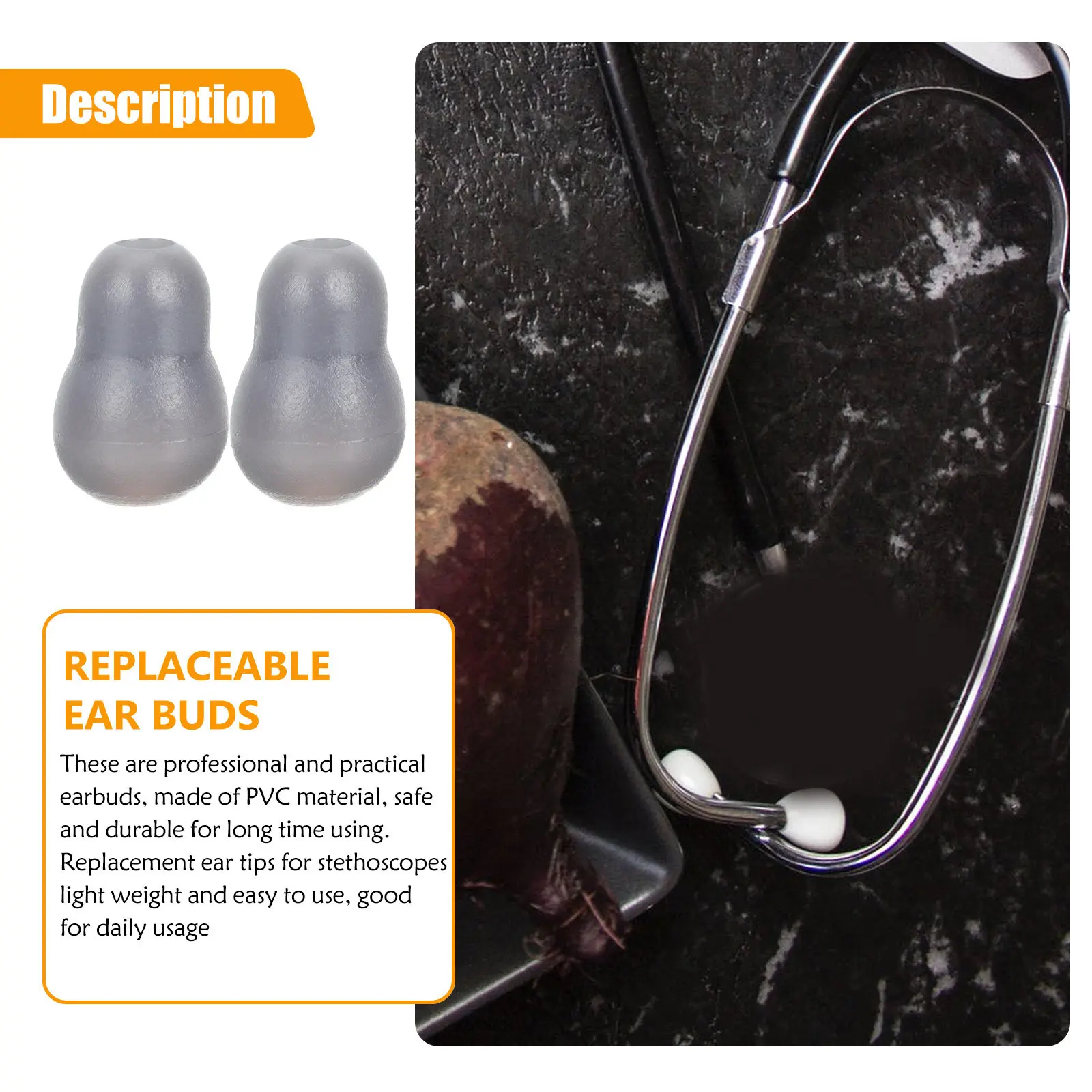 4Pcs Premium PVC Stethoscope Ear Tips Replacement Earpieces for Professionals Hospital Clinic Use Noise Isolating