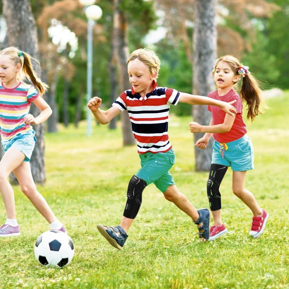 Joelheira Esportiva para Jovens para Crianças, Manga de Perna de Compressão para Basquete, Beisebol, Futebol, Voleibol, Luta Livre, Ciclismo, 5-15