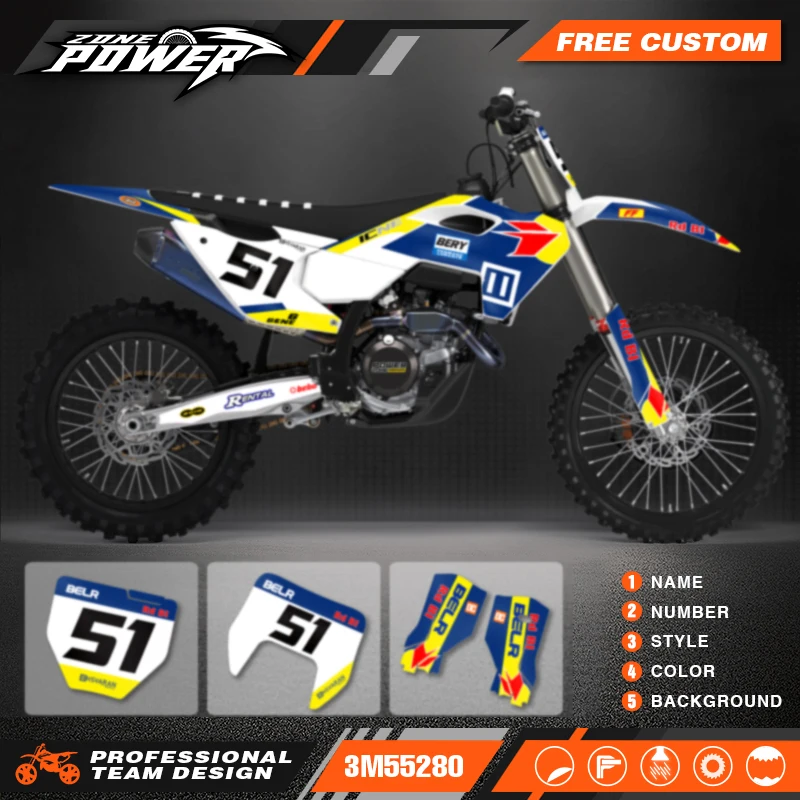 Powerzone Motorcycle Graphics background Decals Sticker Kits for Husqvarna TE FE 2024 2025 2026 TC FC 2023 2024 2025 12