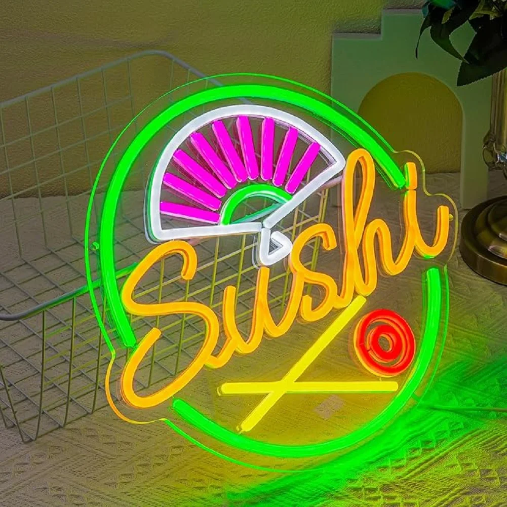 Japanese Sushi LED Neon Light, Colorful Neon Sign, USB Powered, Restaurant, Home, Bar, Kitchen, Cafe Wall Windon Open Decoration