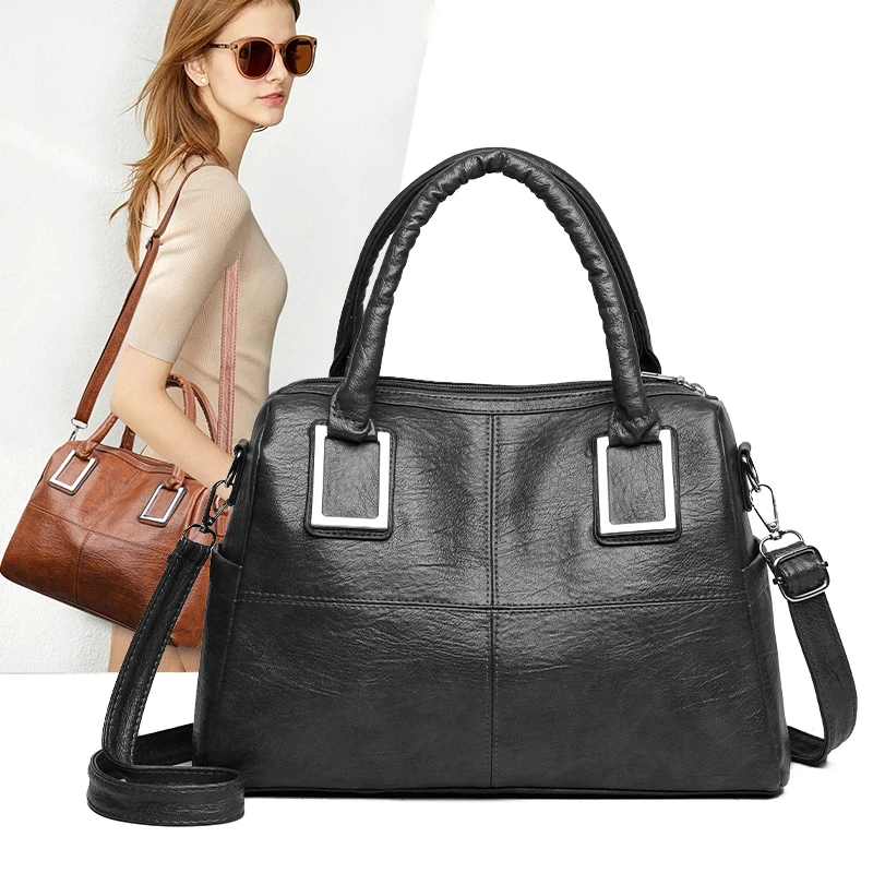 

2025 Новая большая вместительная сумка из мягкой искусственной кожи для среднего и пожилого возраста, модная сумка для мам, повседневная сумка через плечо, пригородная сумка