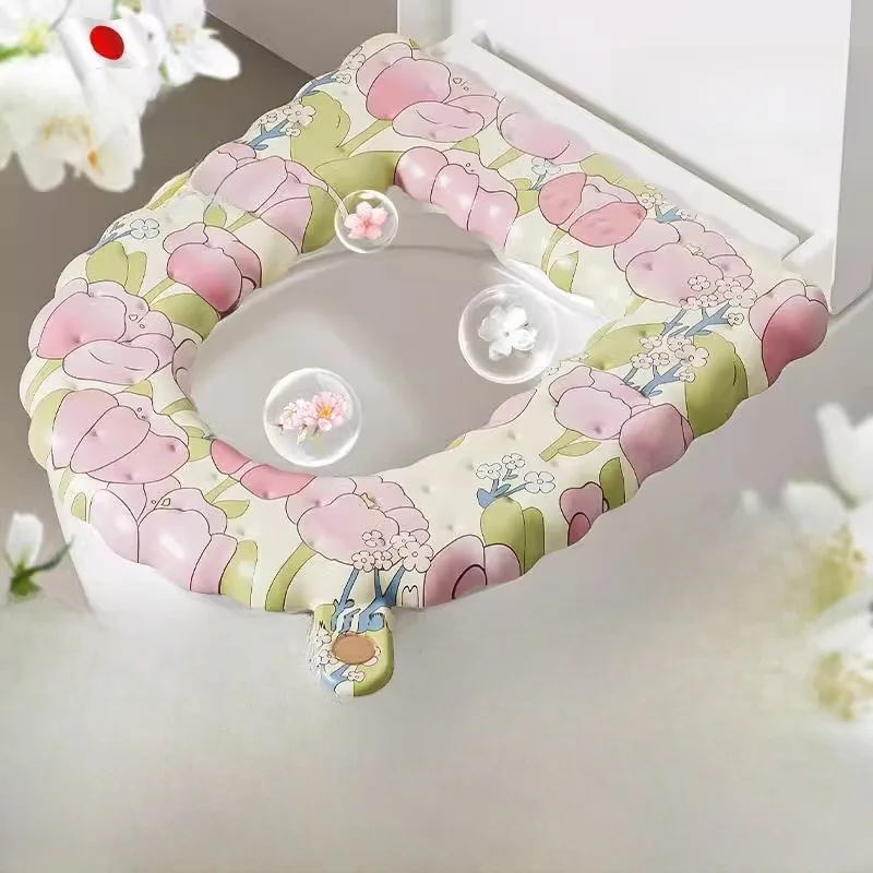 厚みのあるシリコン製便座クッション-洗濯不要-防水-かわいい-大人用-共用-オールシーズン対応-万能トイレ外側カバークッション