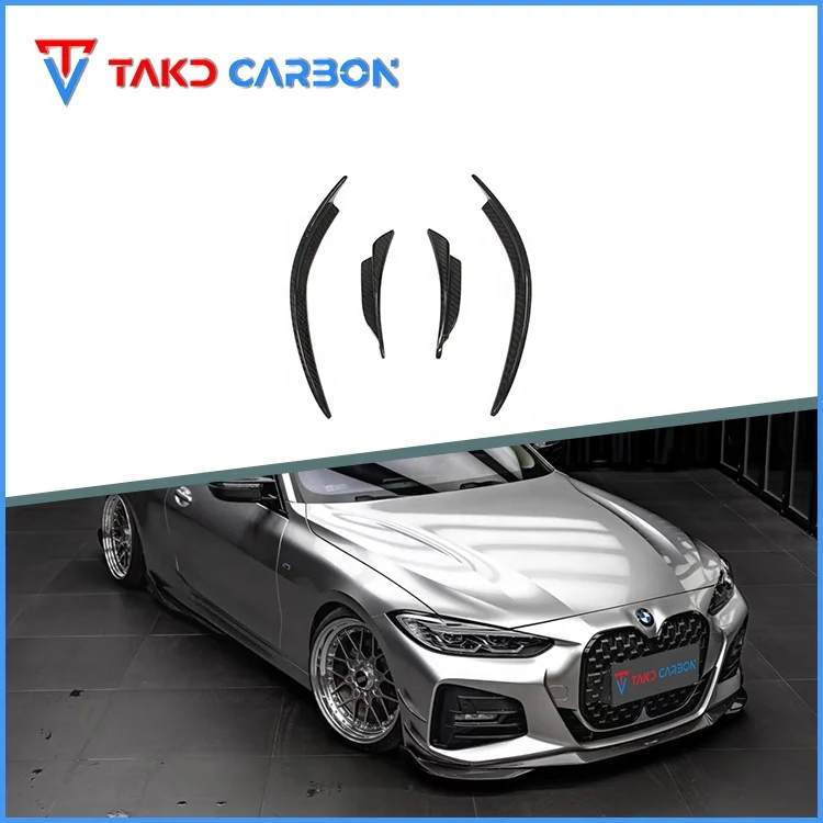 

TAKD Carbon Perfect Fitment Dry Carbon Fiber Front Bumper Canards for bmws 4 Series G22 G23 2021-2022