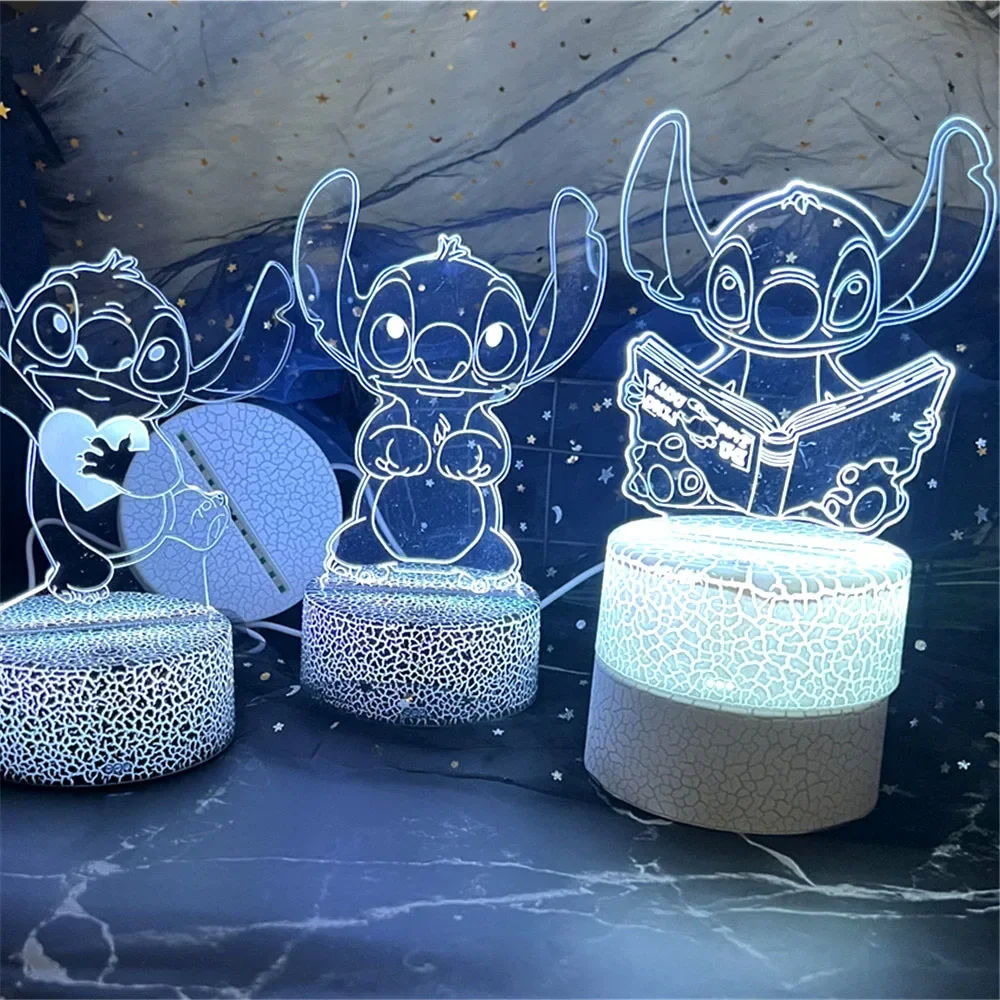 3D Illusion Stitch Night Light with Remote Control and Smart Touch Stuff for Children Room Decor Lamp Birthday Christmas Gifts