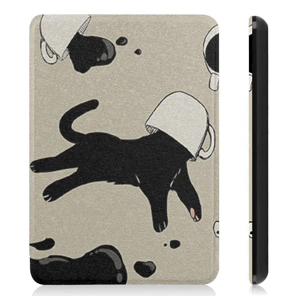 Estojo de couro tpu para kindle, gatos e flores, paperwhite, 5 °, 2014, 2022, 11 °, 10 ° geração, oásis 2, 3, funda, 2021, 2022