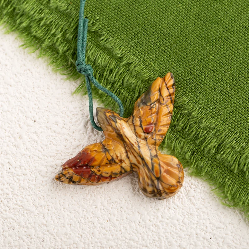 

Multi-Color Picasso Jasper stones Eagle Carving Pendant for Necklace Stone Fashion Natural Jewelry 34x48x6mm 12.8g