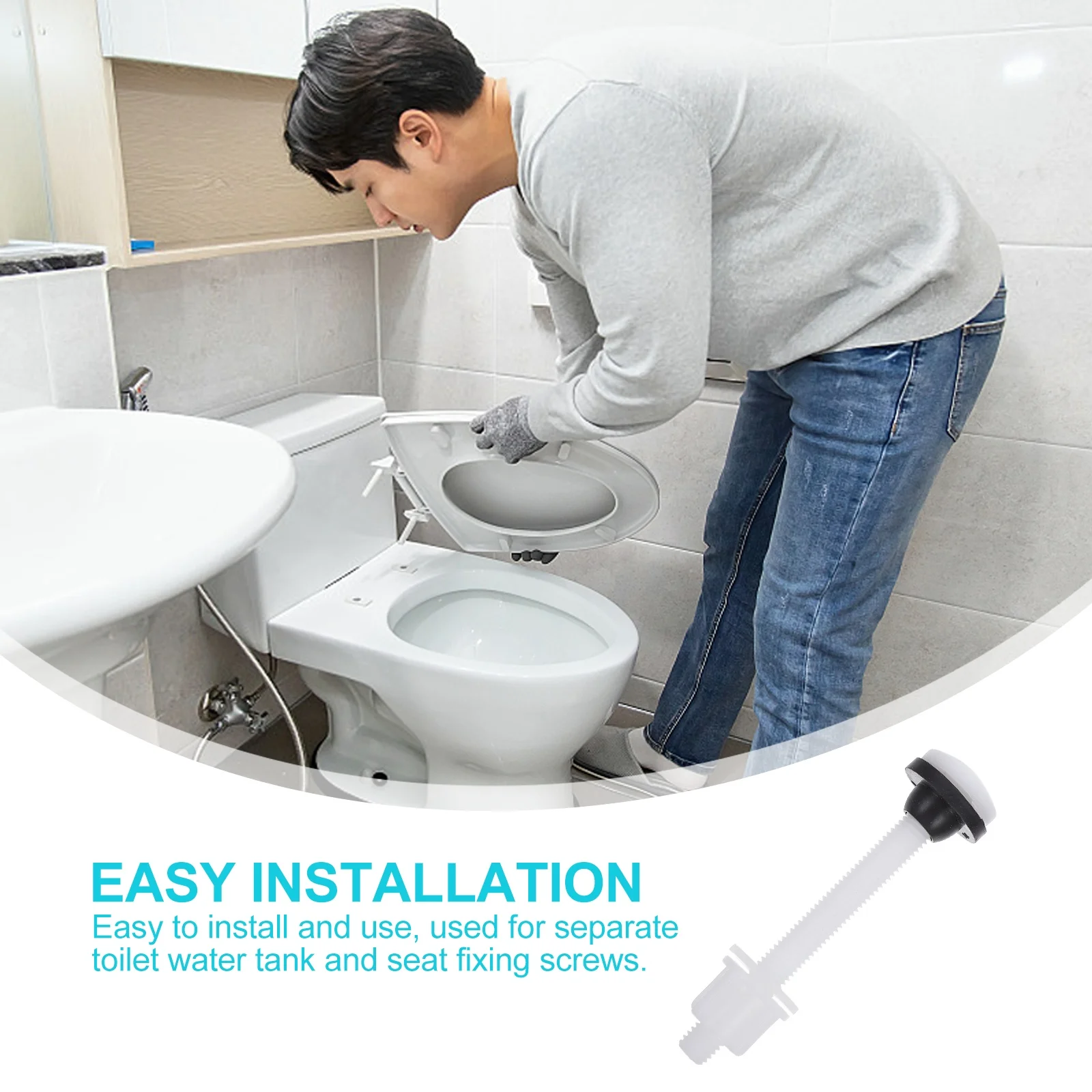 

4 pcs Water Tank Bolts Universal Toilet Seat Fixing Screws Pom Rubber Durable Replacement Installation Toilet Seat Accessories