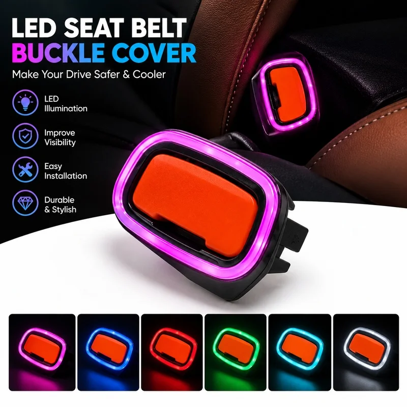 For Mercedes LED Seat Belt Buckle Cover Ambient Light W205 W206 GLC X253 C253 Safet Button Decoration Lamp Interior Accessory