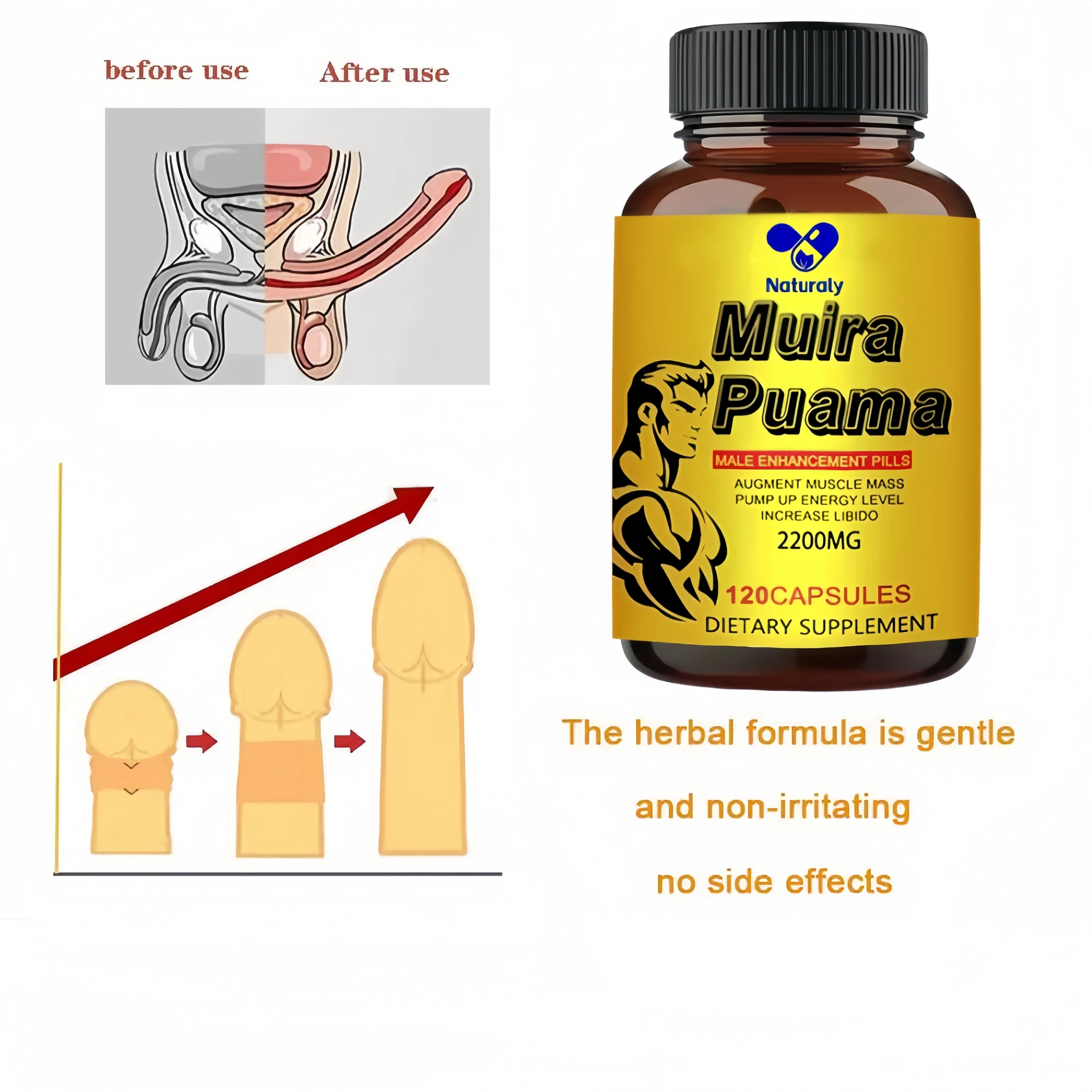 Muira Puama Extract - Men's Sports Performance Supplement, Muscle Building Capsules