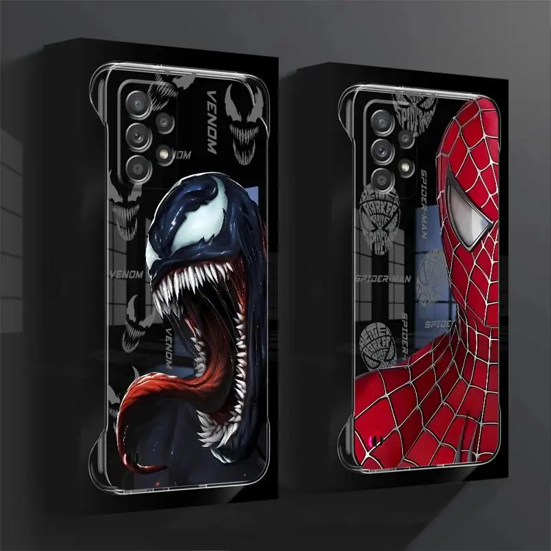 phone case for Samsung Galaxy A52 A14 A51 cases A13 A55 A52s A15 A53 borderless cooling clear funda Marvel Spider-Man Cool Venom