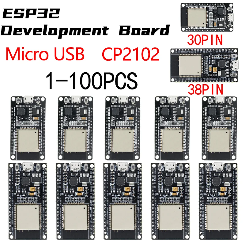 ESP32 WROOM-32 Development Board Micro USb CP2102 30P 38P WiFi+Bluetooth Ultra-Low Power Consumption Dual Core Wireless Module