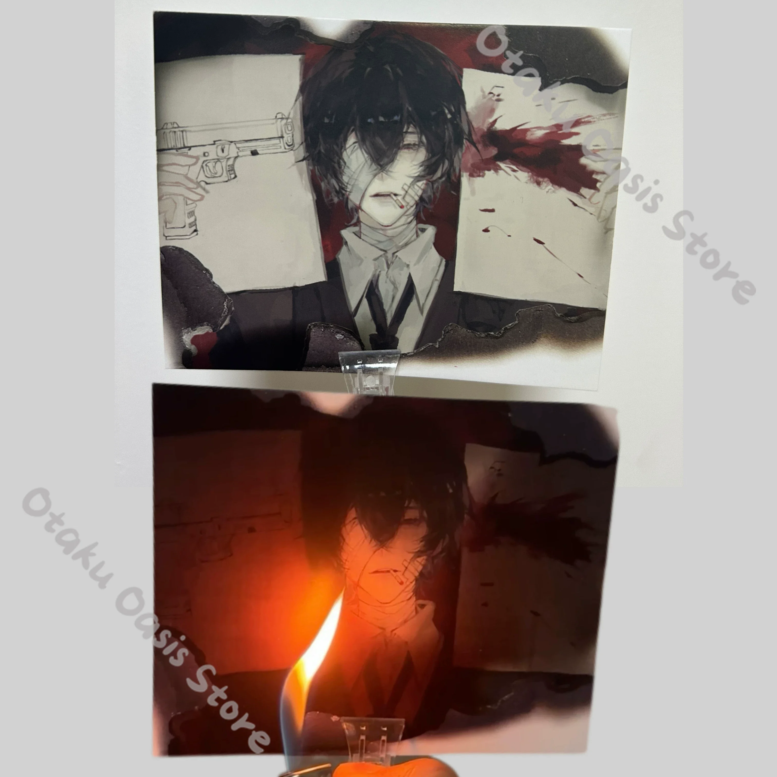 Bungo Stray Dogs Dazai Osamu Temperature-sensing Postcard Ornaments Cosplay Pins Acrylic Brick Coloured Paper Shikishi