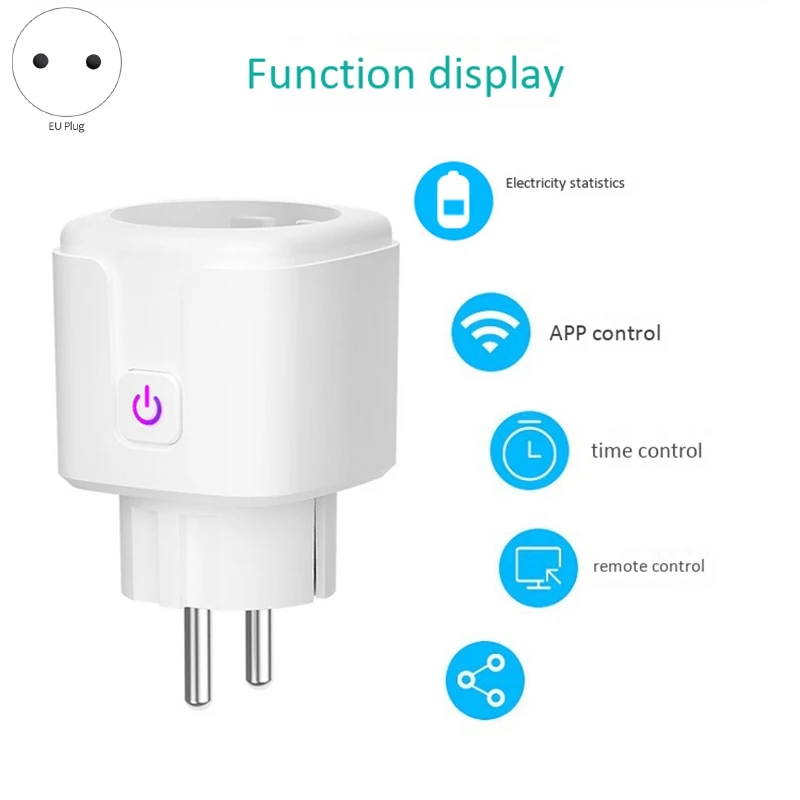 1Pcs Smart Plug, Mini WiFi Outlet Works with Alexa, Google Assistant, Remote Control Your Home Appliances (EU Plug)