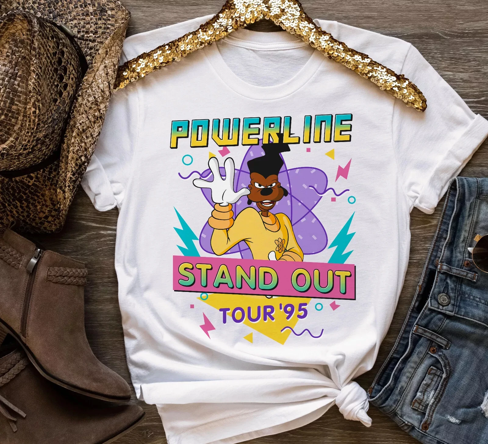 ديزني باورلاين ستاند أوت تور 95 تي شيرت مطبوع المرأة موضة قصيرة الأكمام ملابس الأولاد الأسرة مطابقة وتتسابق ملابس الاطفال #1