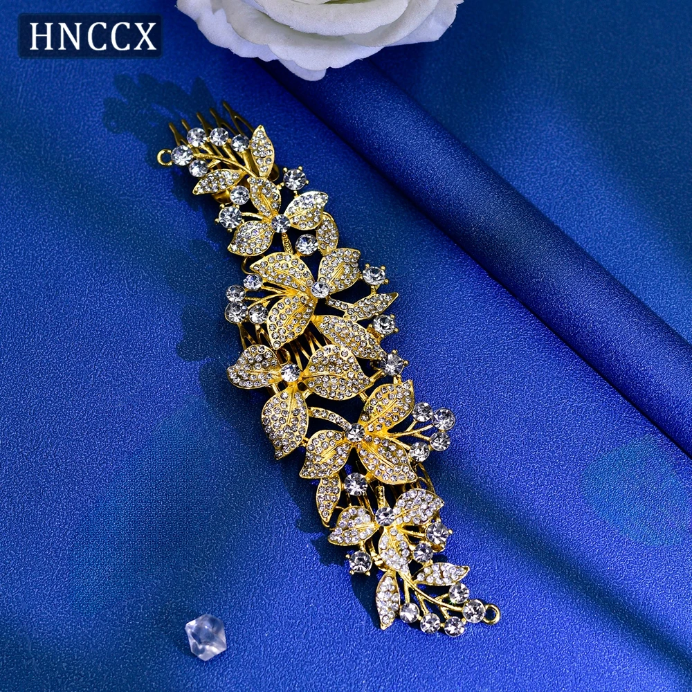 HNCCX Wedding Hair Combs Bridal Rhinestone Hair Tiara  Alloy Flower Headwear Bride Accessories Women Headpiece For Party CP301