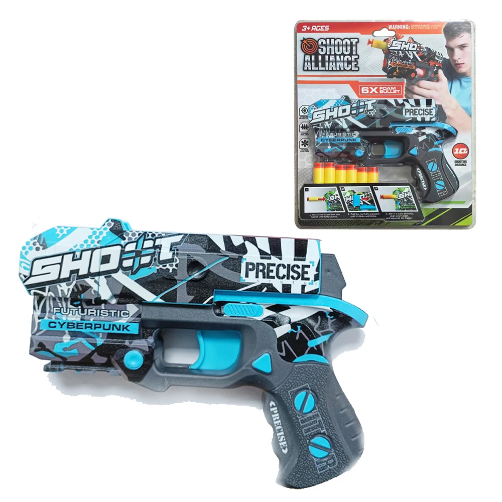 Soft Bullet Toy Gun Plastic Shooting Launcher with 6 Safe Foam Bullets Parent-Child Interactive Game Birthday Gift For kids