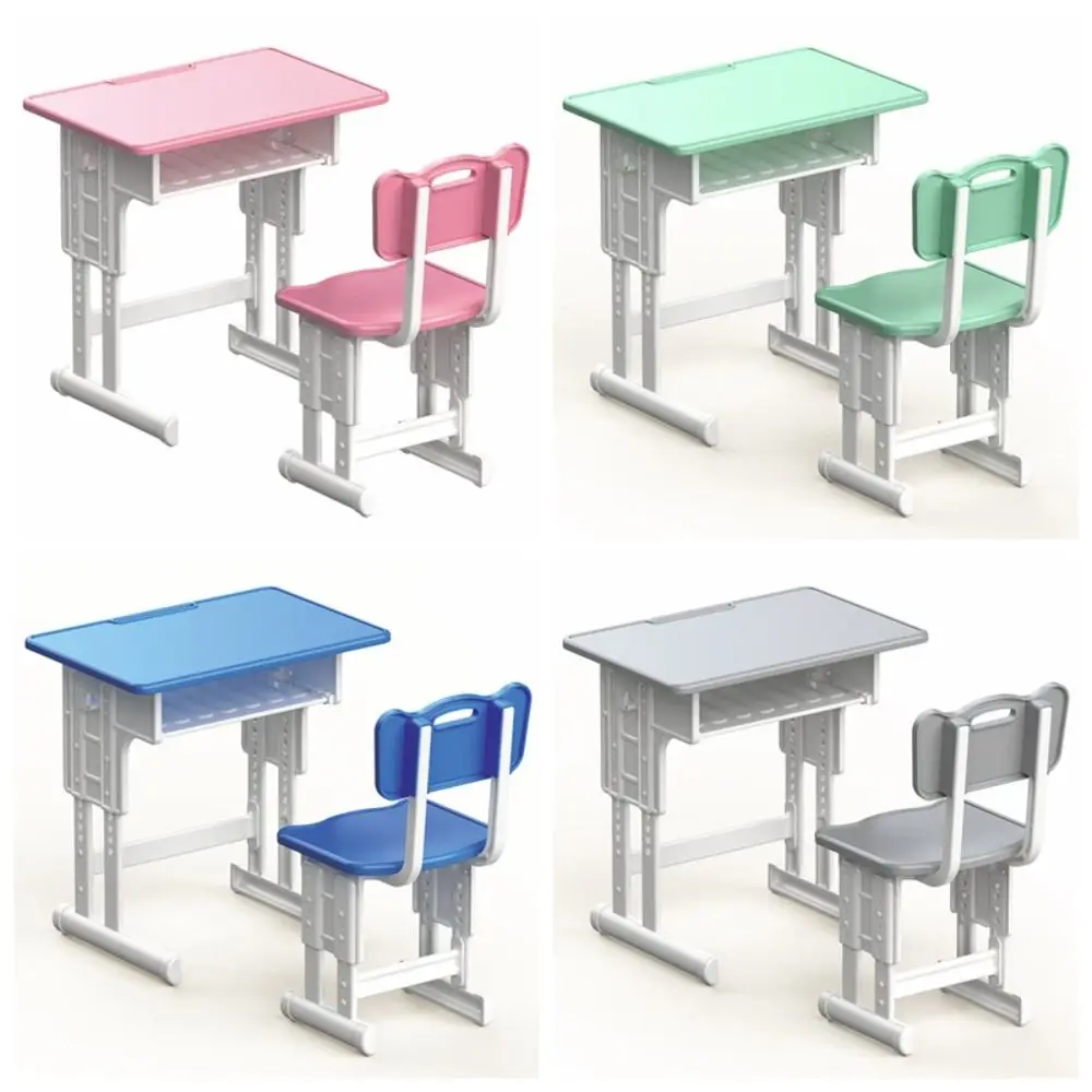 Simulated Dollhouse Desks Chairs Furniture Model Writing Study Miniature School Desks Classroom Decor Pretend Play