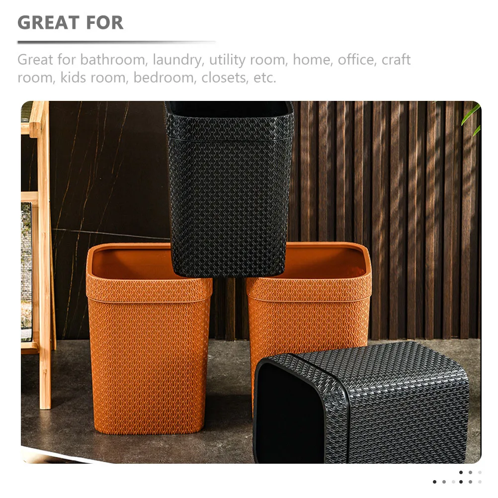 

High Capacity Office Rattan Garbage Bin Plastic Wicker Waste Basket Home Trash Can